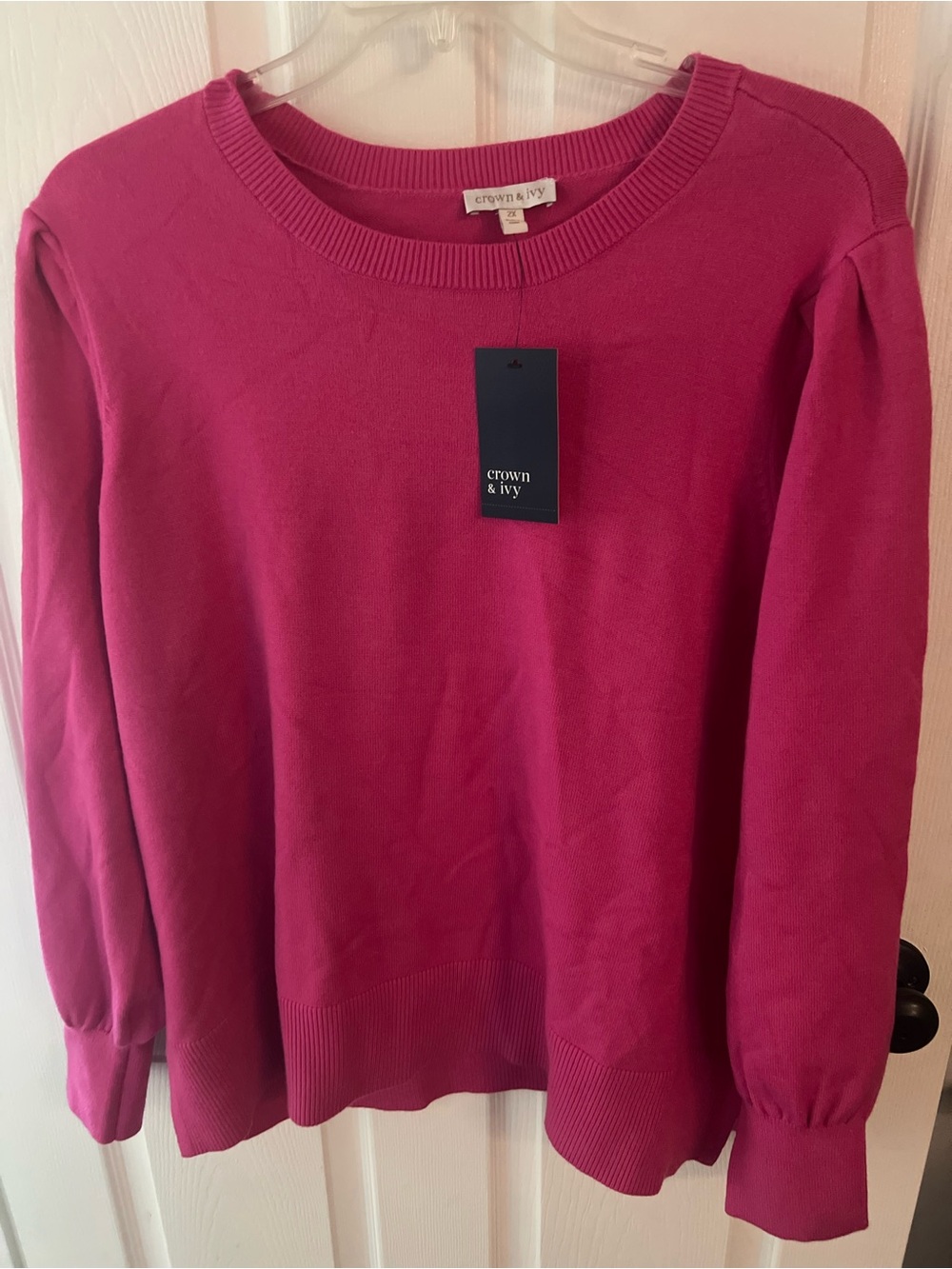 crown & ivy Bright Pink Crewneck Sweater